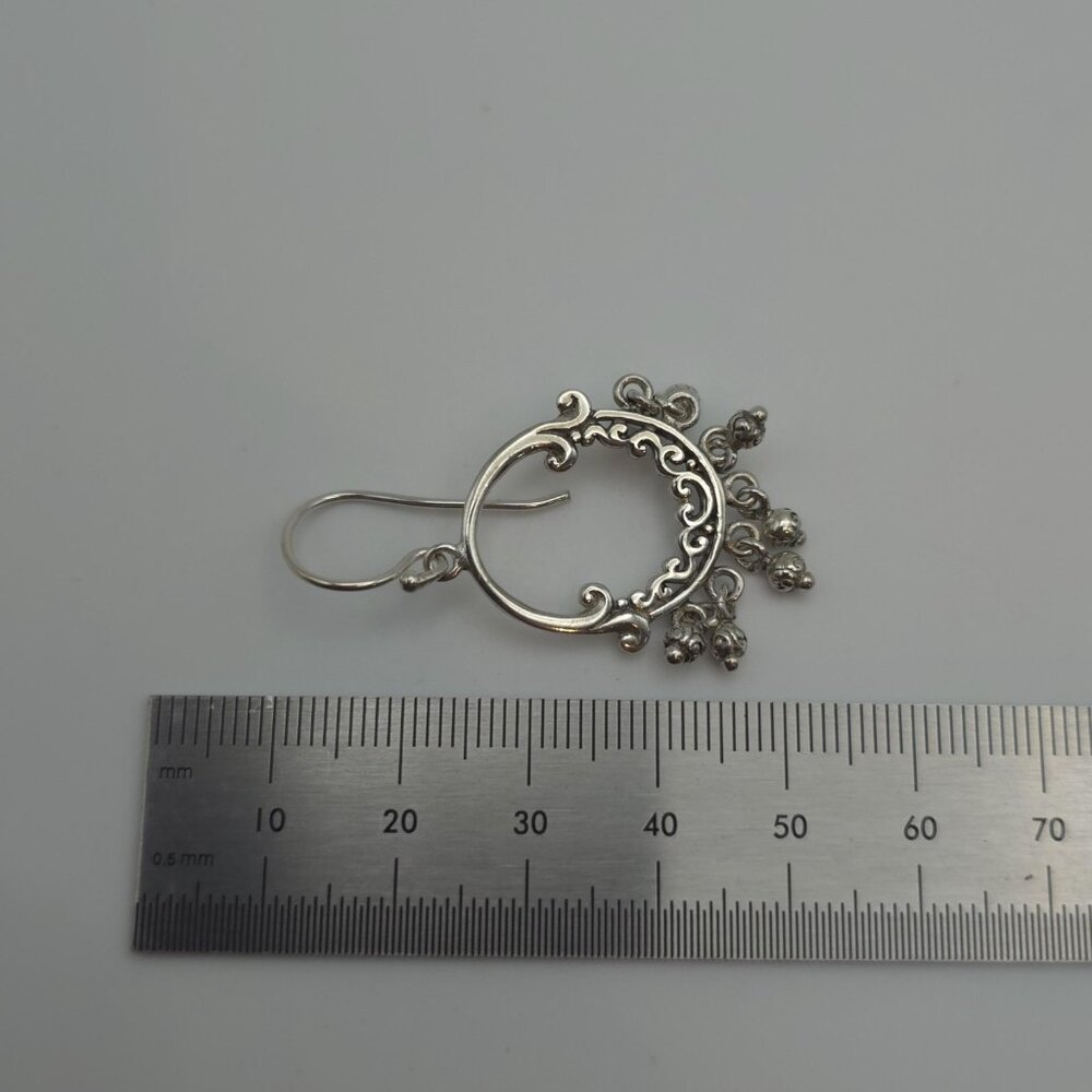 Sterling Silver Unique Pattern Hefty Earrings A11… - image 5